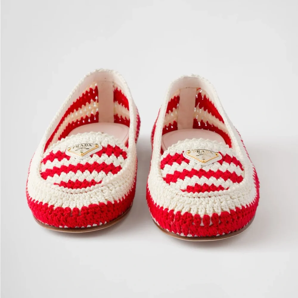Prada Red and White Crochet Loafers. BNWT - Picture 9 of 12